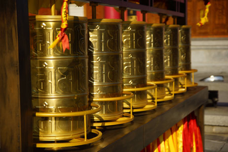 Three buddhist pagodas in Dali city, Yunnan province, Chinaの写真素材