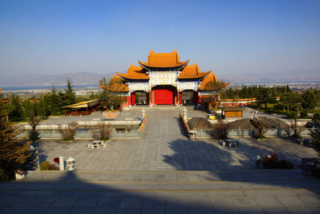 Three buddhist pagodas in Dali city, Yunnan province, Chinaのeditorial素材