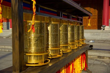 Three buddhist pagodas in Dali city, Yunnan province, Chinaの写真素材