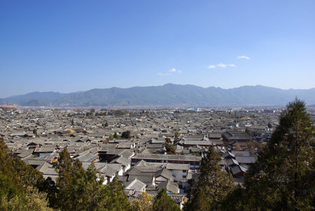 Ancient roof in Lijiang old town, Yunnan Chinaの写真素材