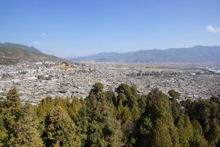 Ancient roof in Lijiang old town, Yunnan Chinaの写真素材