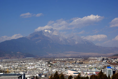 Ancient roof in Lijiang old town, Yunnan Chinaのeditorial素材