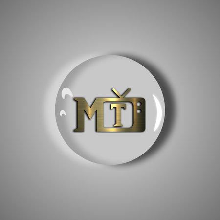 Illustration of a glossy button with the letter M and T on it.の写真素材