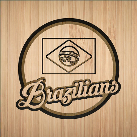 Brazil flag on wood background. Vector Illustration.の写真素材