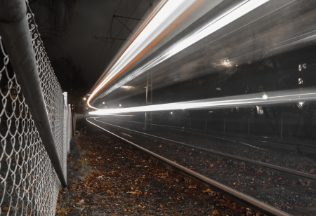 Tram passing by in high speedの写真素材