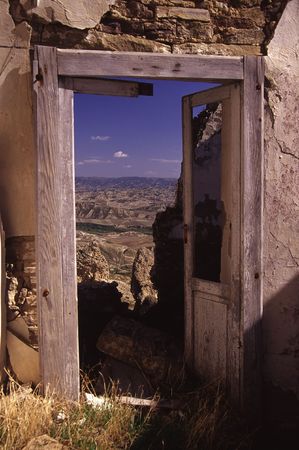 a view of bare landscape in basilicataの写真素材