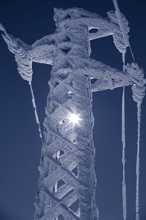 frost on pylon, duotoneの写真素材
