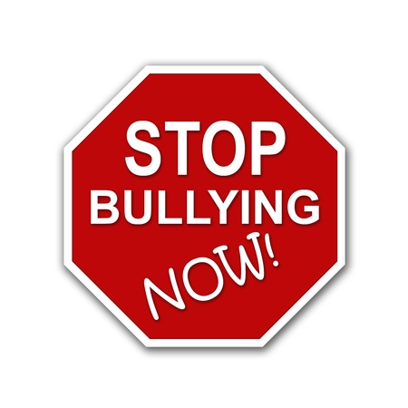Red and white Stop Bullying Now sign on a white backgroundの写真素材