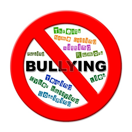 No bulling sign with different words on a white backgroundの写真素材