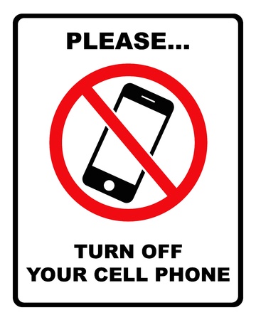 Black and red   turn off cell phone   sign with black borderの写真素材