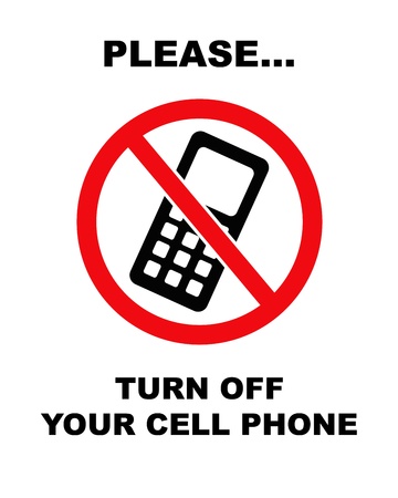 Black and red   Please turn off your cell phone   sign  no border の写真素材