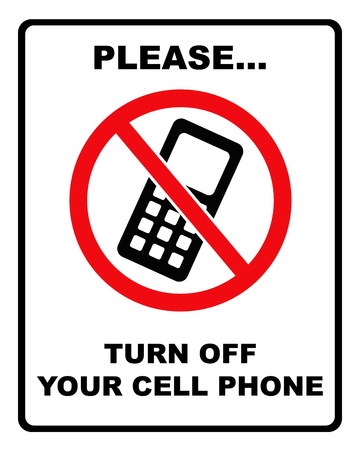 Black and red   please turn off cell phone   sign with black borderの写真素材
