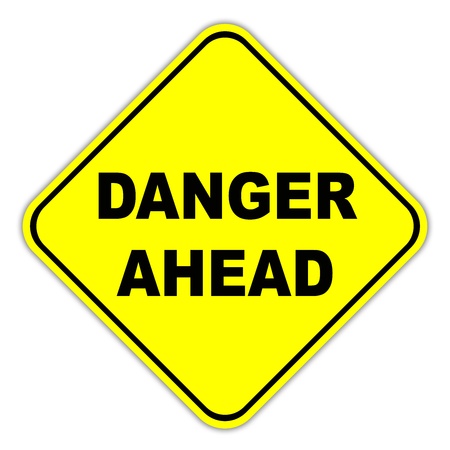 Yellow   Danger Ahead   road signの写真素材