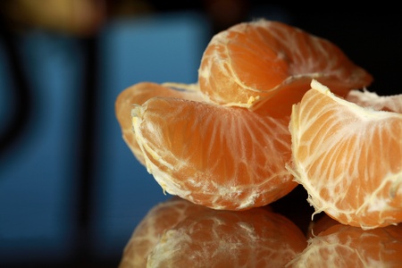 Snack of juicy pieces of clementinesの写真素材