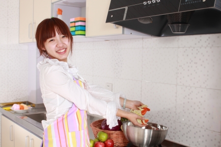 woman in Kitchenの写真素材