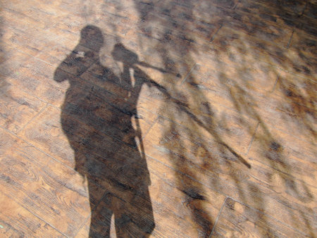 People shadow on the floorの写真素材