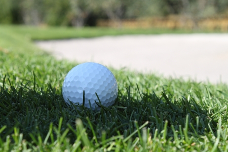 Golf ball on the sodの写真素材