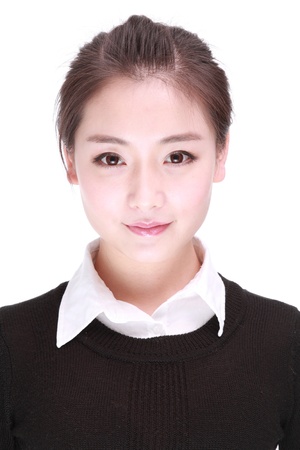 A Beautiful girl Isolated On a White background の写真素材