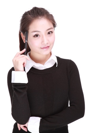 young businesswoman with penの写真素材