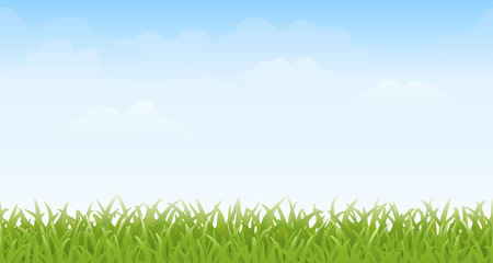 Grass and Sky ? Seamless. Grass and sky with faint clouds. This image tiles seamlessly horizontally.のイラスト素材