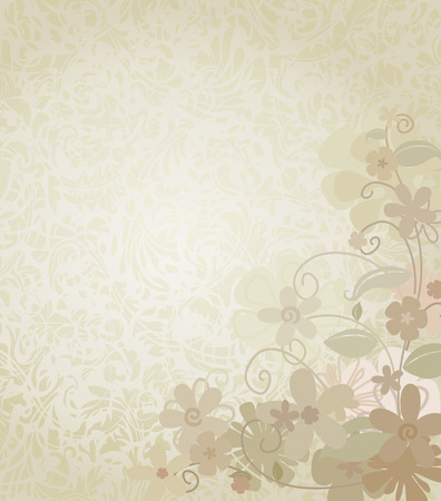 Vintage Background Framed with Corner Border Flowers. Floral border and backdrop. The flowers fade nicely into the background. The swirly pattern behind the flowers tiles seamlessly.のイラスト素材