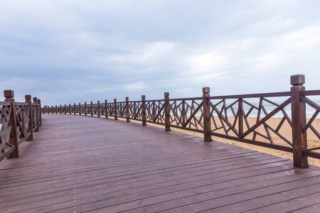 Boardbridge on the beachの写真素材