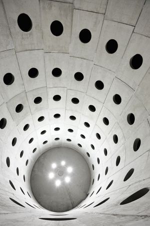 Diminishing view inside the well of an underground car park の写真素材