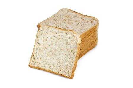 Delicious, fresh, whole wheat bread isolated on whiteの写真素材