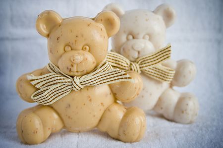 soap bears on a white background の写真素材