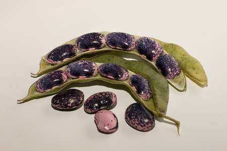 Delicious large organic Smilyan beans on a wooden background from Smilyan Bulgaria