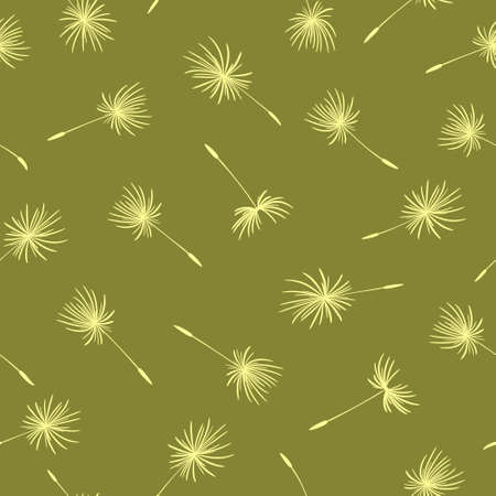 Seamless pattern with flying dandelion seeds.