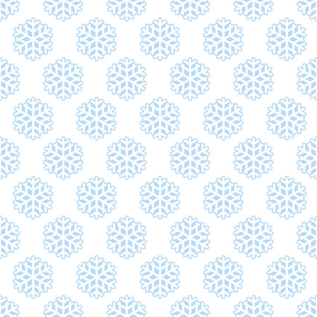 Seamless pattern with geometric ornament from snowflakes. White winter background, simple drawing of snowflakes. Digital paper, craft paper, scrapbooking paper. Vector illustration. Holiday decorationのイラスト素材