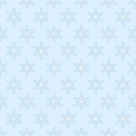 Seamless pattern with snowflakes. Blue background with simple geometric pattern. Xmas decoration. Christmas digital scrapbooking paper, wrapping paper. Vector illustration. White snowflake. Vectorのイラスト素材
