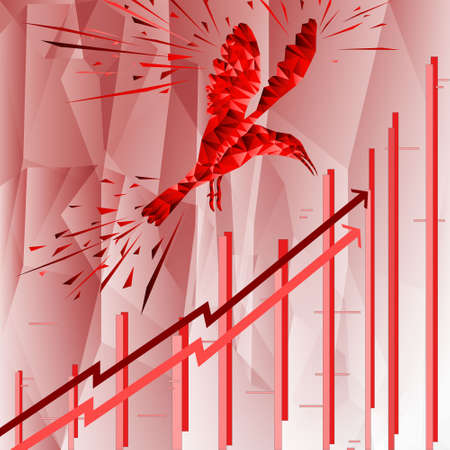 Bird symbol on stock market. Vector forex or product charts - abstract background. Growing market. Inflation. The bird symbol.のイラスト素材