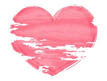 Pink heart in grunge style, made with watercolor brushes. Heart template, frame for valentine's holiday on February 14, symbol of love, passion. The effect of shabby, peeling paint, print, sublimationのイラスト素材