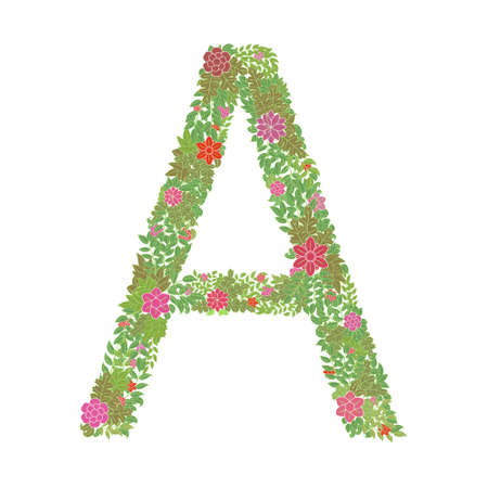 Letter A with floral ornament isolated on white background. vector illustration.のイラスト素材