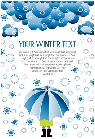 winter snow umbrellaのイラスト素材