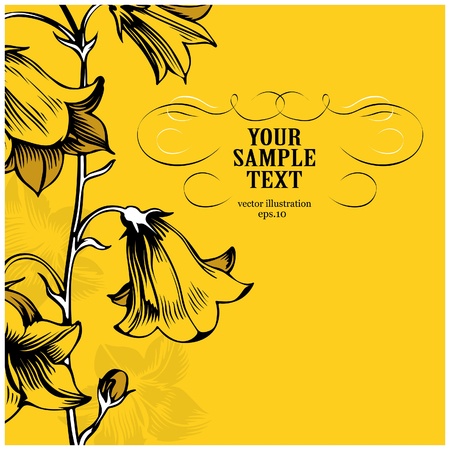 yellow floral cardのイラスト素材