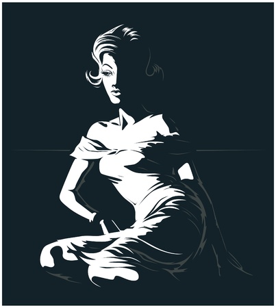 glamour pretty women silhouetteのイラスト素材