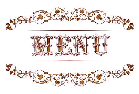 antique vintage lace border with retro menu text のイラスト素材
