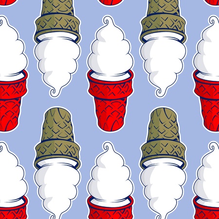 cone sweet vanilla ice cream background patternのイラスト素材