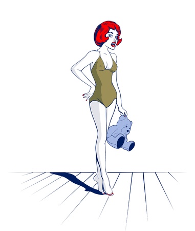 lingerie sexy woman with toy のイラスト素材