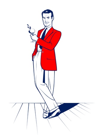 cartoon style cocktail drink manのイラスト素材