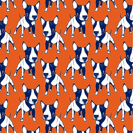 Cartoon Bull Terrier background patternのイラスト素材