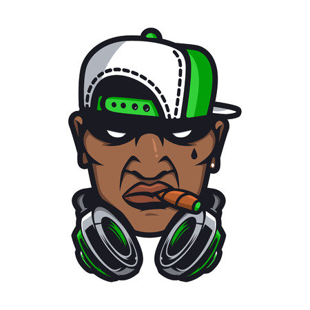 Urban HipHop smoking character in cartoon vector styleのイラスト素材