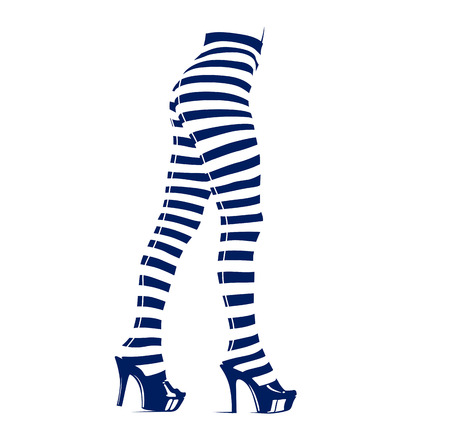 Woman in leggings with stripes. Vector Illustrationのイラスト素材