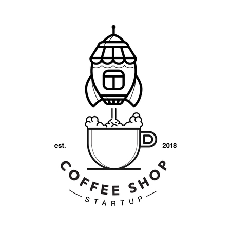 Coffee shop rocket launchのイラスト素材