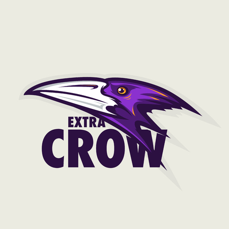 Crow Head Mascot and logo mockup. Vecor illustration.のイラスト素材