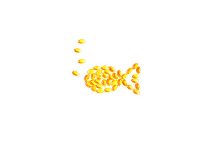 fish capsules of cod liver oil. omega 3の写真素材