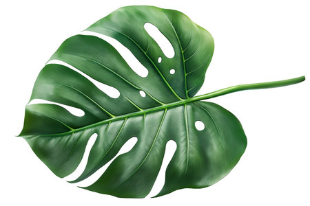 Tropical natural leaves Monstera on isolate background. Summer , flat lay, top viewの写真素材